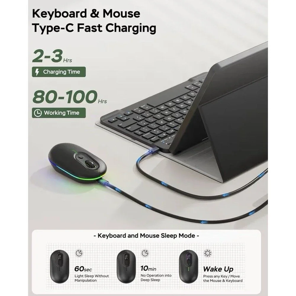 Keyboard Case with Mouse for 10.1 inch Tablet Black